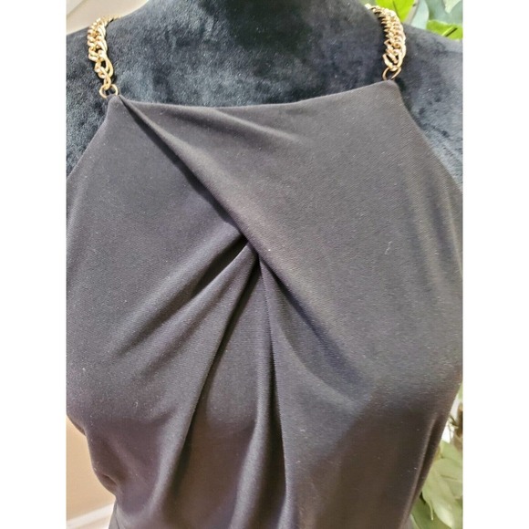 Laundry by Shelli Segal LBD Cocktail Dress Black Chain Straps Cut Out Size 10 - Picture 3 of 12
